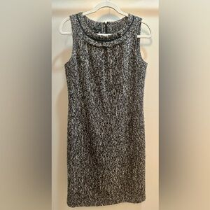 Talbots Wool Blend Tweed Sleeveless Sheath Dress in Charcoal Size 10